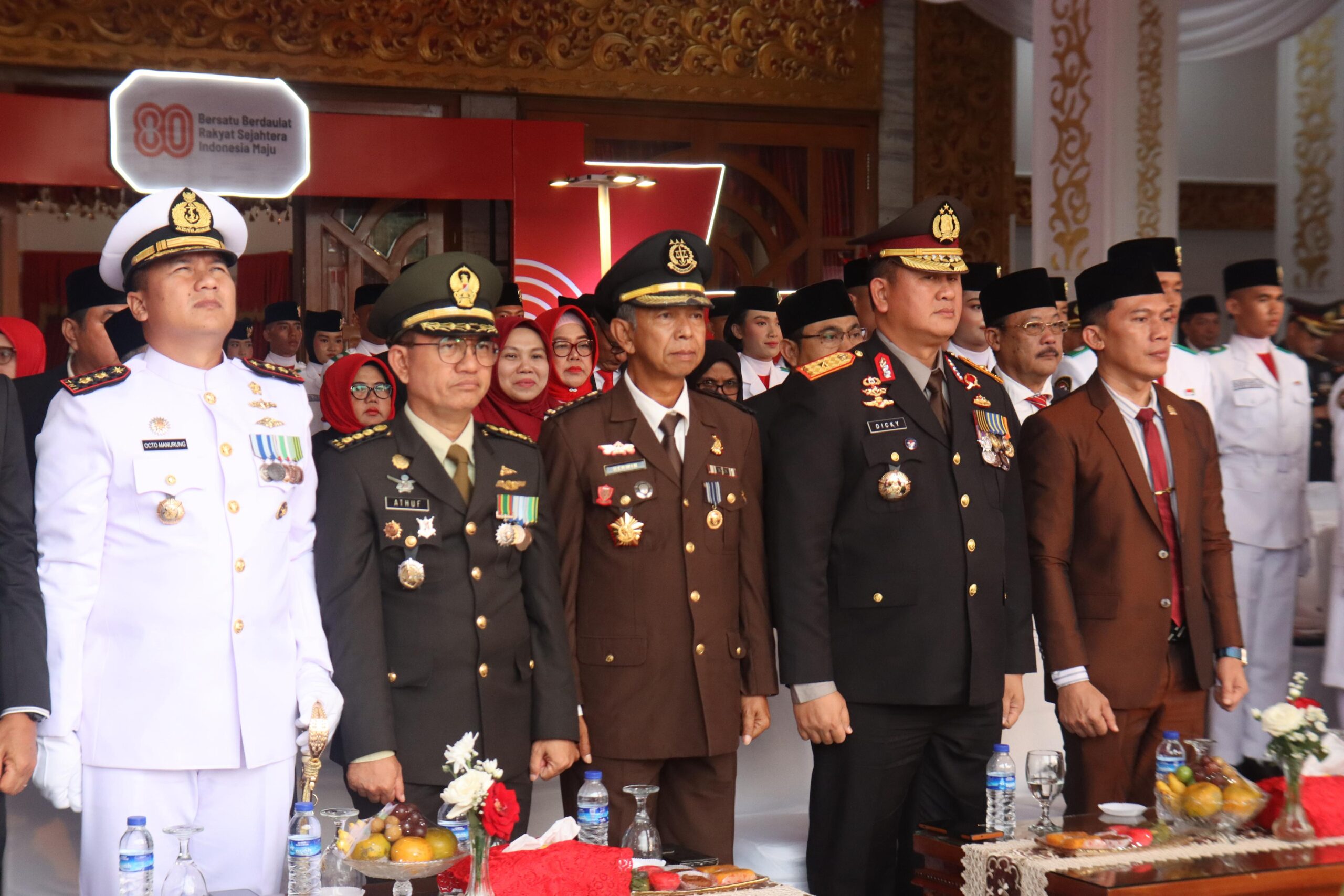 Wakapolda Bengkulu hadiri upacara penurunan bendera HUT RI ke-80 di Balai Semarak.