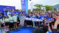 Ribuan pelari meriahkan Krakatau Beach Run 2025 di Senaya Beach, Lampung Selatan.