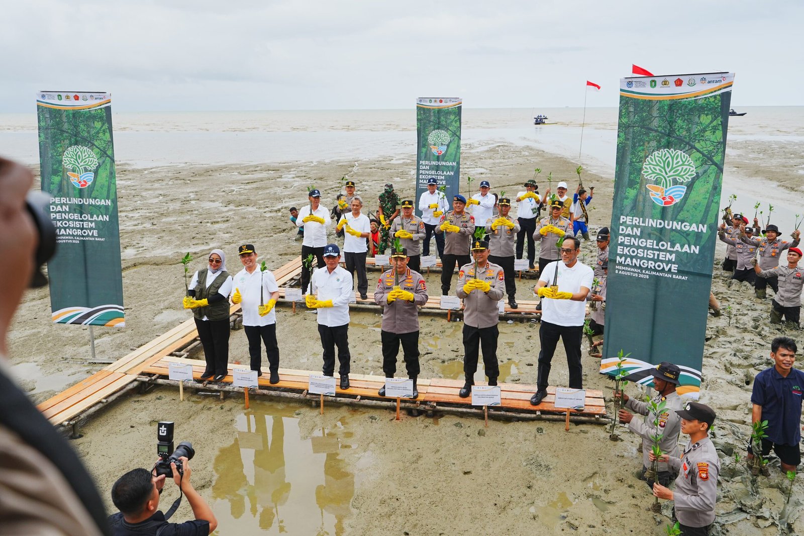 Kapolri Jenderal Listyo Sigit Prabowo menanam mangrove di Kalbar untuk menjaga lingkungan, mencegah abrasi, dan melindungi masa depan bangsa.