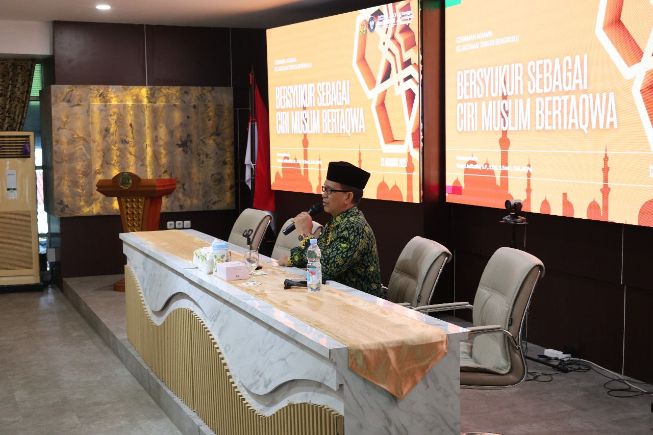 Kejaksaan Tinggi Bengkulu menggelar ceramah agama bertema bersyukur sebagai ciri Muslim bertaqwa untuk memperkuat iman, integritas, dan kinerja pegawai.