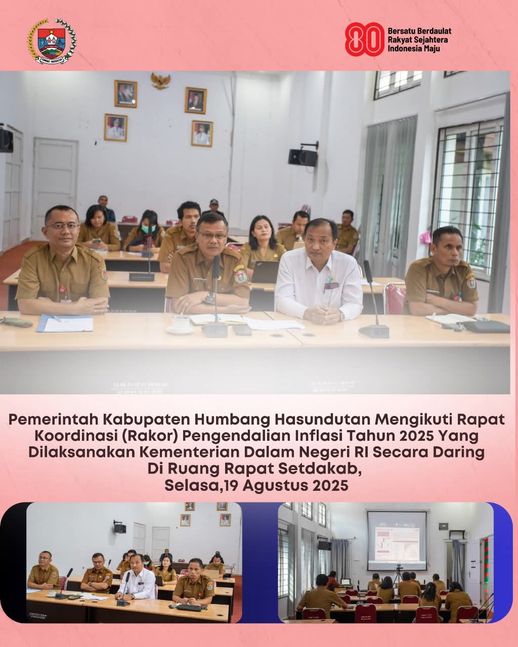 Pemkab Humbahas mengikuti Rakor Inflasi 2025 sekaligus evaluasi program 3 Juta Rumah