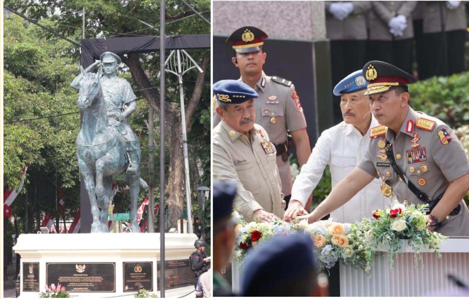 Kapolri Jenderal Listyo Sigit meresmikan patung Pahlawan Nasional M. Jasin di Surabaya.