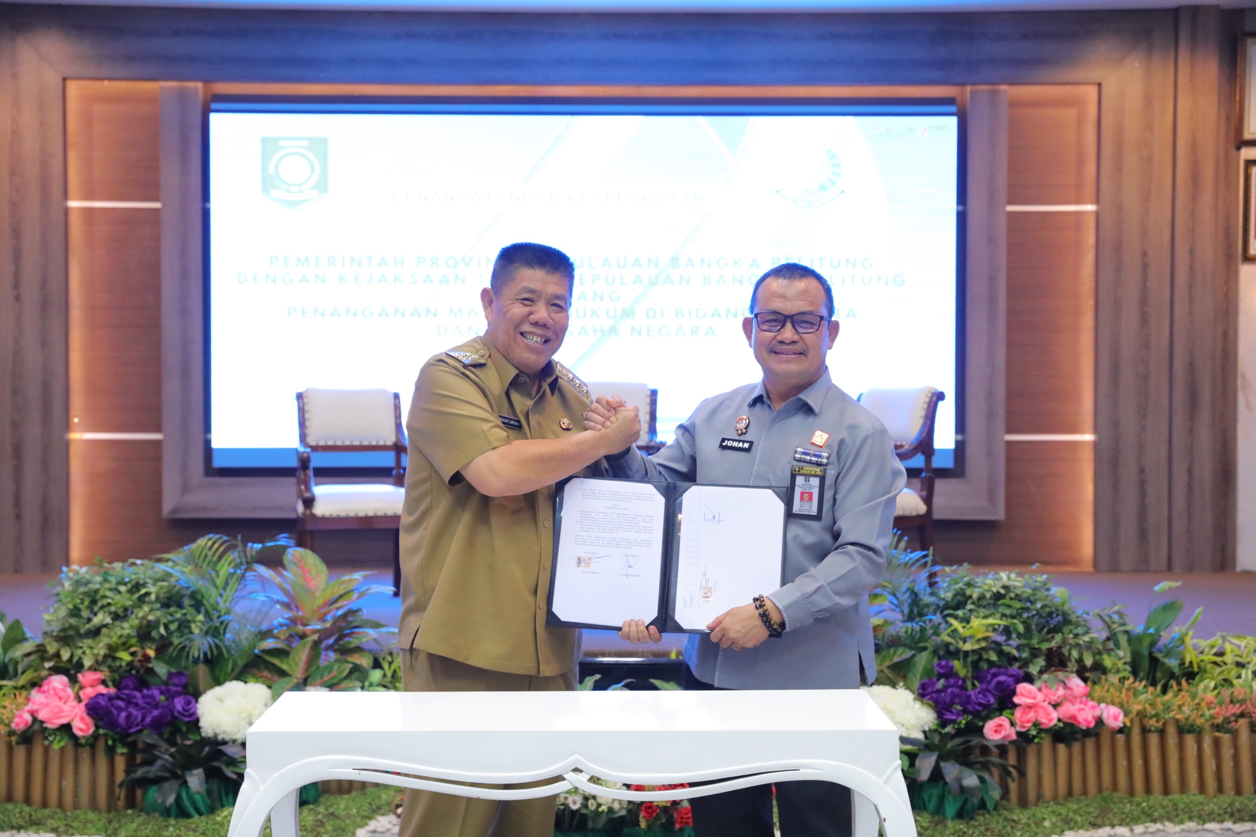 Gubernur Babel Hidayat Arsani teken nota kesepakatan dengan Kejati dan Kanwil Hukum Babel