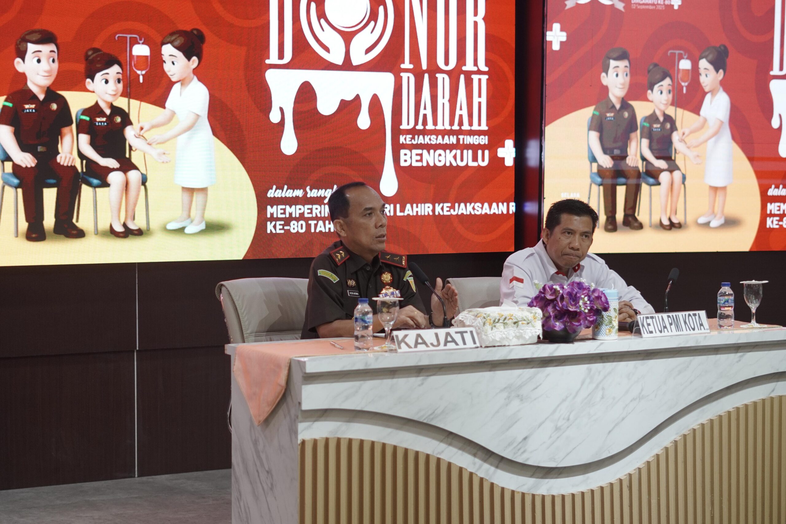 Kejati Bengkulu menggelar donor darah sambut Hari Bhakti Adhyaksa ke-80.