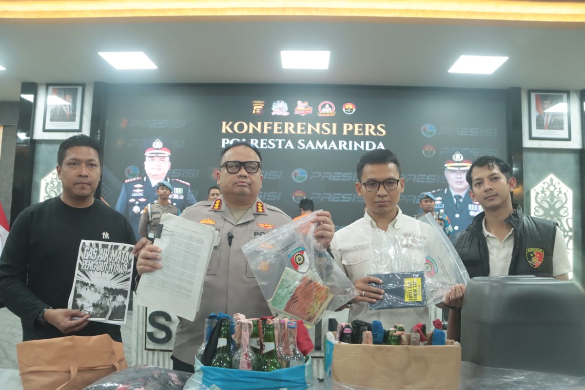 Polisi menangkap otak intelektual bom molotov di Samarinda jelang demo 1 September.