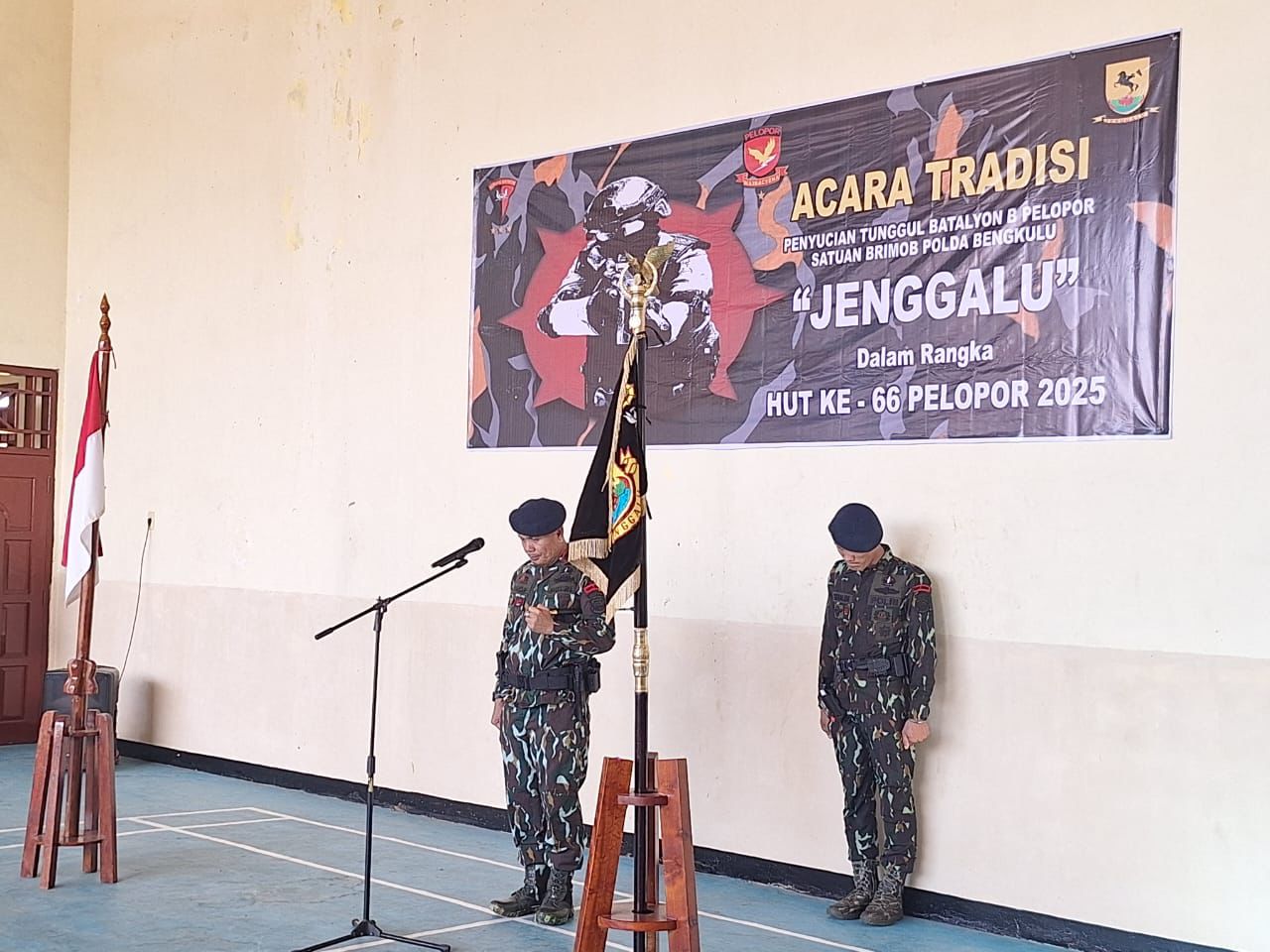 Satbrimob Polda Bengkulu menggelar pencucian tunggul Batalyon A, B, dan C Pelopor dalam rangka HUT Pelopor ke-66.
