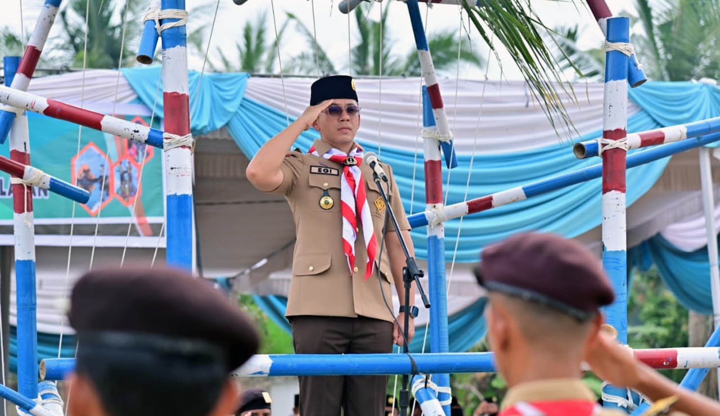 Bupati Lampung Selatan Radityo Egi Pratama memimpin Apel Besar Hari Pramuka ke-64.