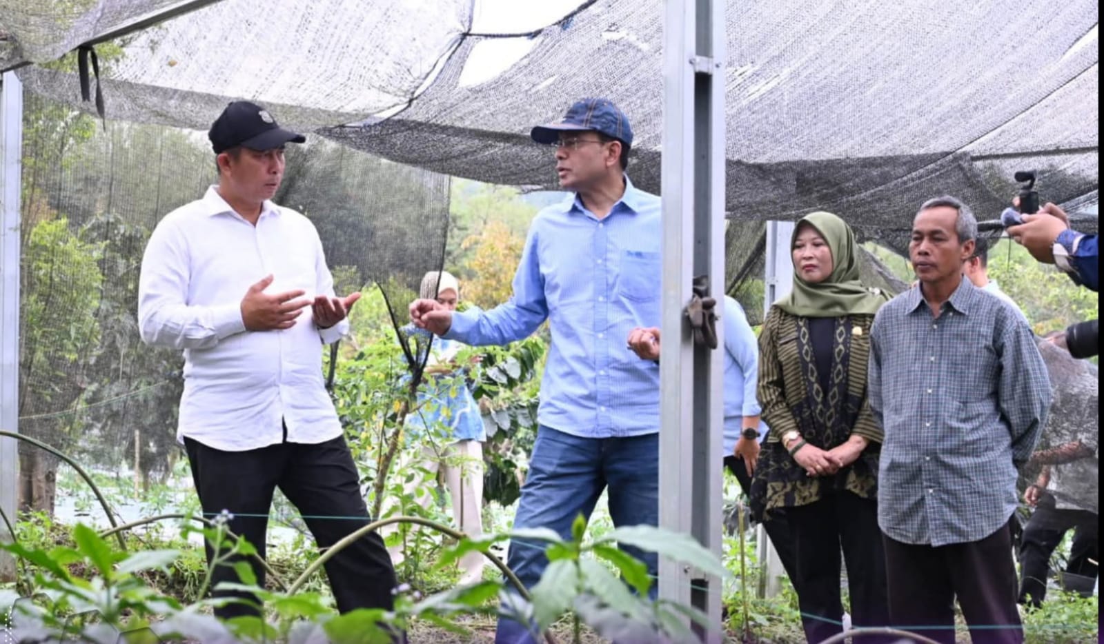 Wali Kota Pagar Alam Ludi Oliansyah bersama Kepala Kantor OJK Sumsel Arifin Susanto meninjau kebun kopi Raden Kuning milik warga Dusun Langor,