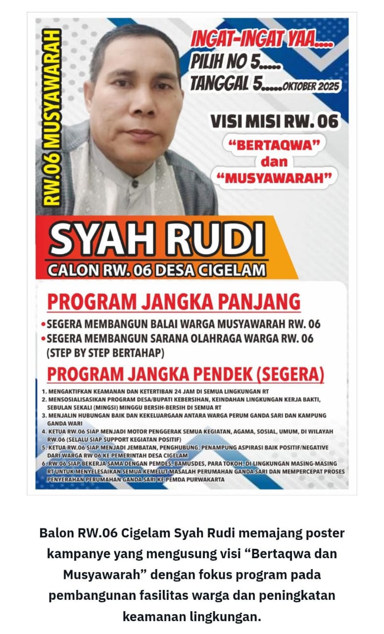 Visi Tiga Pilar Syah Rudi RW 06 Cigelam