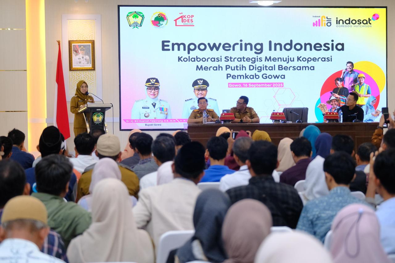 Rapat Koordinasi Percepatan dan Pemahaman Pengurus KDMP serta Kolaborasi Strategis Menuju Koperasi Merah Putih Digital bersama PT Indosat di Baruga Tinggimae, Rujab Bupati Gowa, Selasa (16/9). Rapat Koordinasi Percepatan dan Pemahaman Pengurus KDMP serta Kolaborasi Strategis Menuju Koperasi Merah Putih Digital bersama PT Indosat di Baruga Tinggimae, Rujab Bupati Gowa, Selasa (16/9).