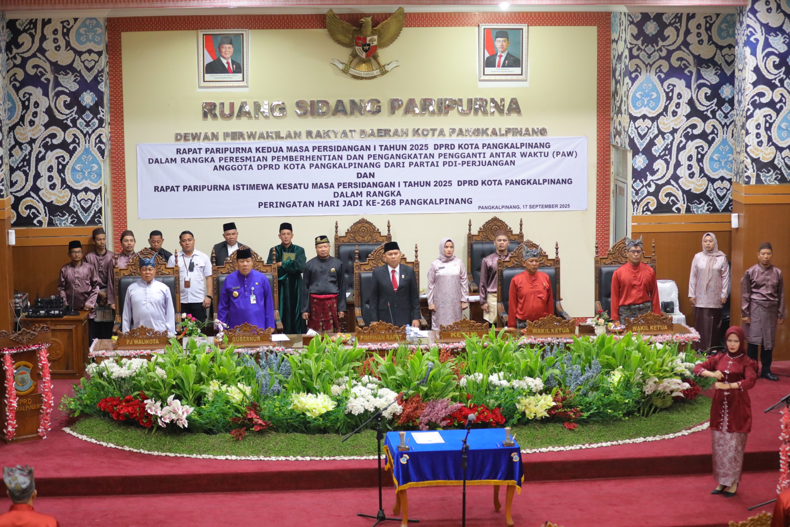 Pj Wali Kota Pangkalpinang, M. Unu Ibnudin menghadiri Paripurna HUT Pangkalpinang ke-268.