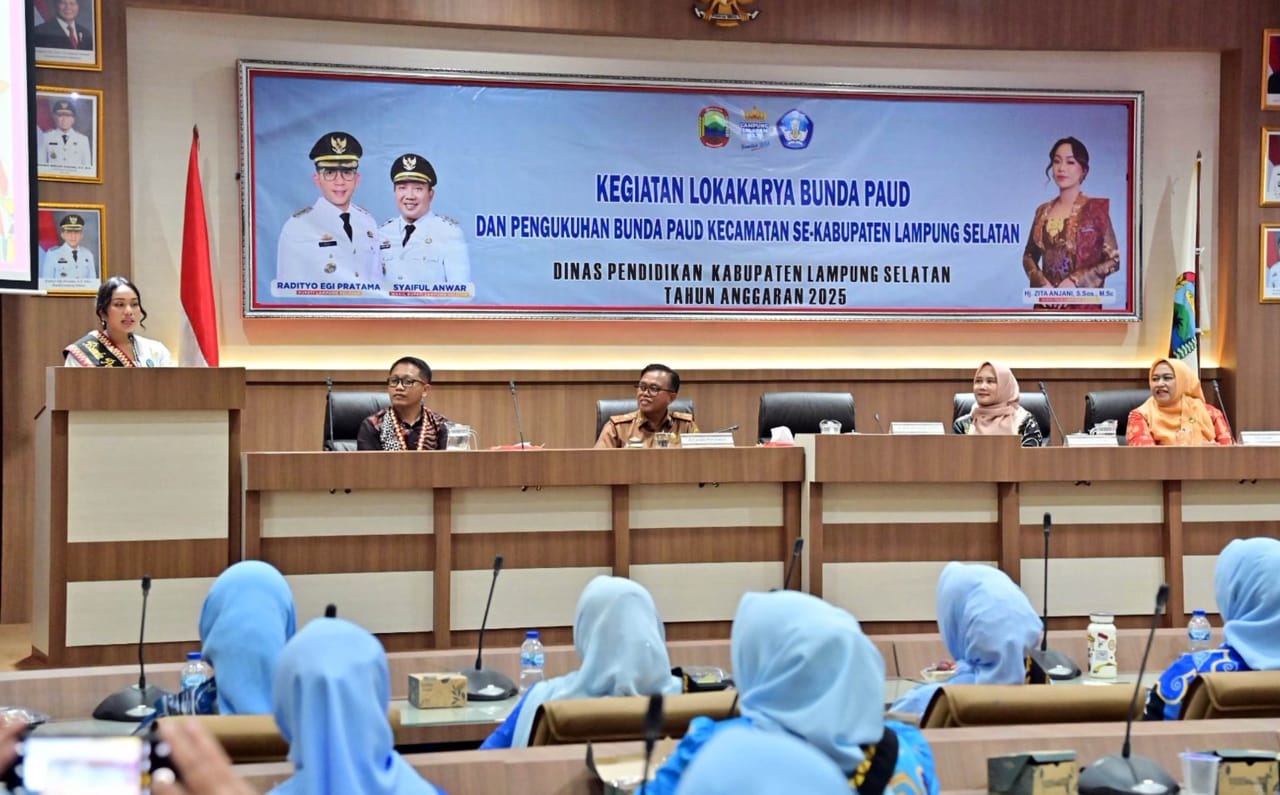 Lokakarya Bunda PAUD Tahun 2025 di Aula Rajabasa, Selasa (23/9/2025).