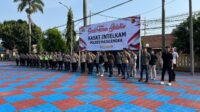 Polres Majalengka menggelar apel pengamanan audiensi Serikat Buruh di K2UKM.