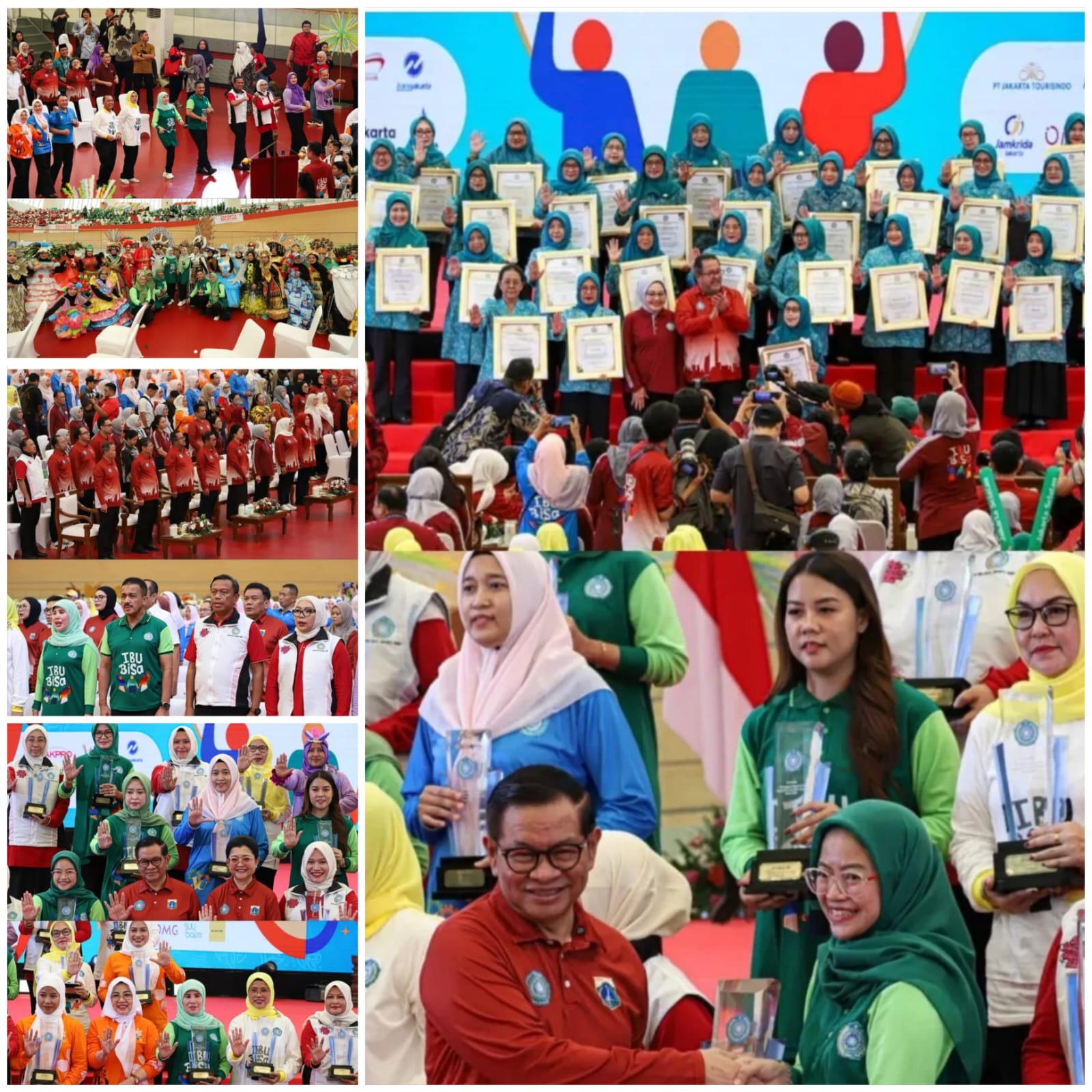 Ratusan kader TP PKK Jakarta Selatan memeriahkan Gelora Ibu Bisa di Jakarta International Velodrome.