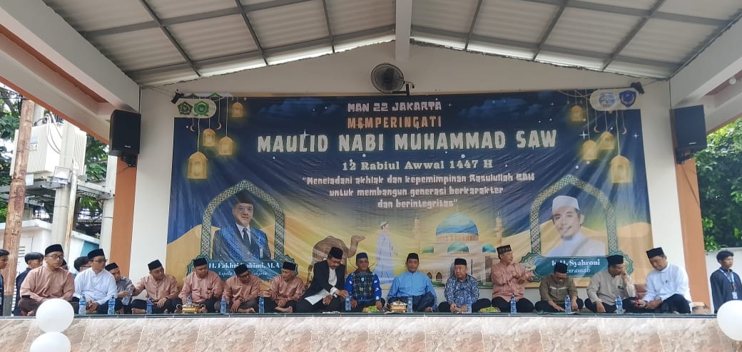 MAN 22 Jakarta Barat menggelar peringatan Maulid Nabi Muhammad SAW dan Bulan Bahasa secara meriah.