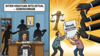 Ilustrasi: Dugaan praktik tidak transparan di lingkungan Ditjen Kekayaan Intelektual terkait pencabutan merek dagang WILTON. (Foto: ilustrasi/AI-generated)