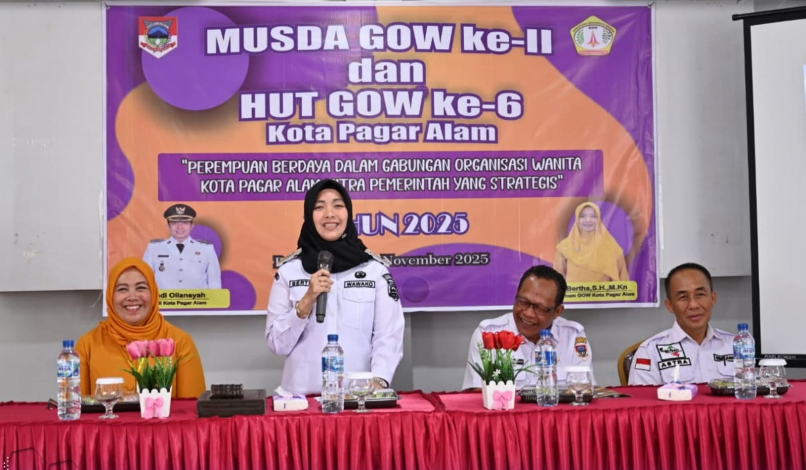 Wawako Hj. Bertha membuka Musda II Gabungan Organisasi Wanita (GOW) Kota Pagar Alam 2025–2030.