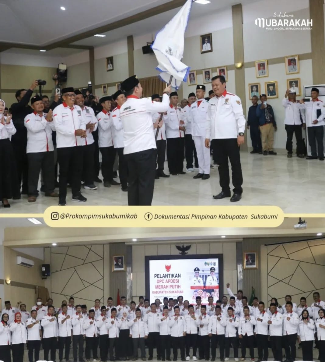 Gubernur Jabar menghadiri pelantikan Deden Deni Wahyudi sebagai Ketua DPC APDESI Merah Putih Sukabumi periode 2025–2030, sekaligus mendorong sinergi pembangunan desa.