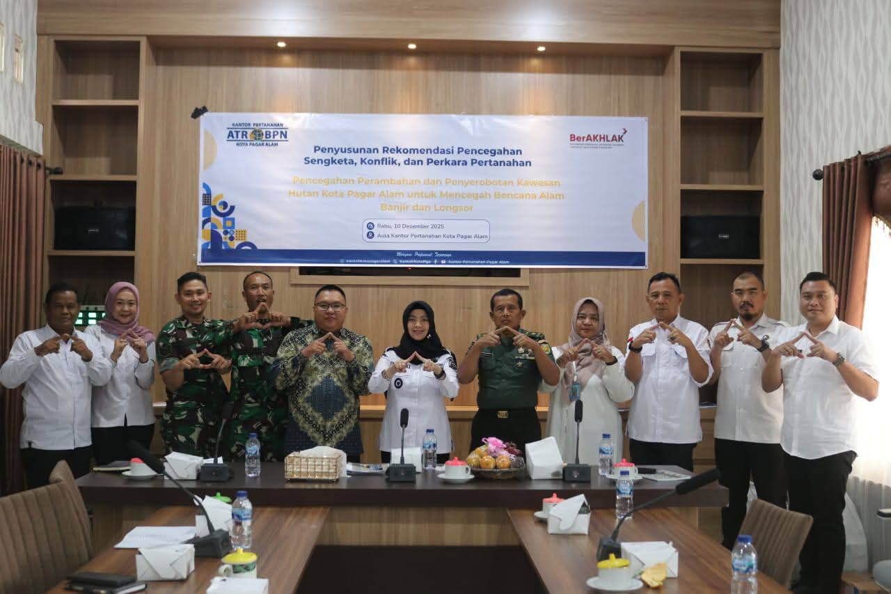 Wawako Hj. Bertha menghadiri rapat penyusunan rekomendasi pencegahan sengketa dan konflik pertanahan di Pagar Alam