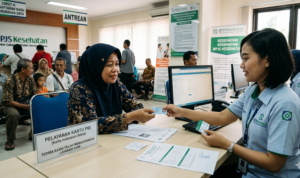 Ilustrasi kartu BPJS Kesehatan PBI dan Non-PBI yang menunjukkan perbedaan kepesertaan.