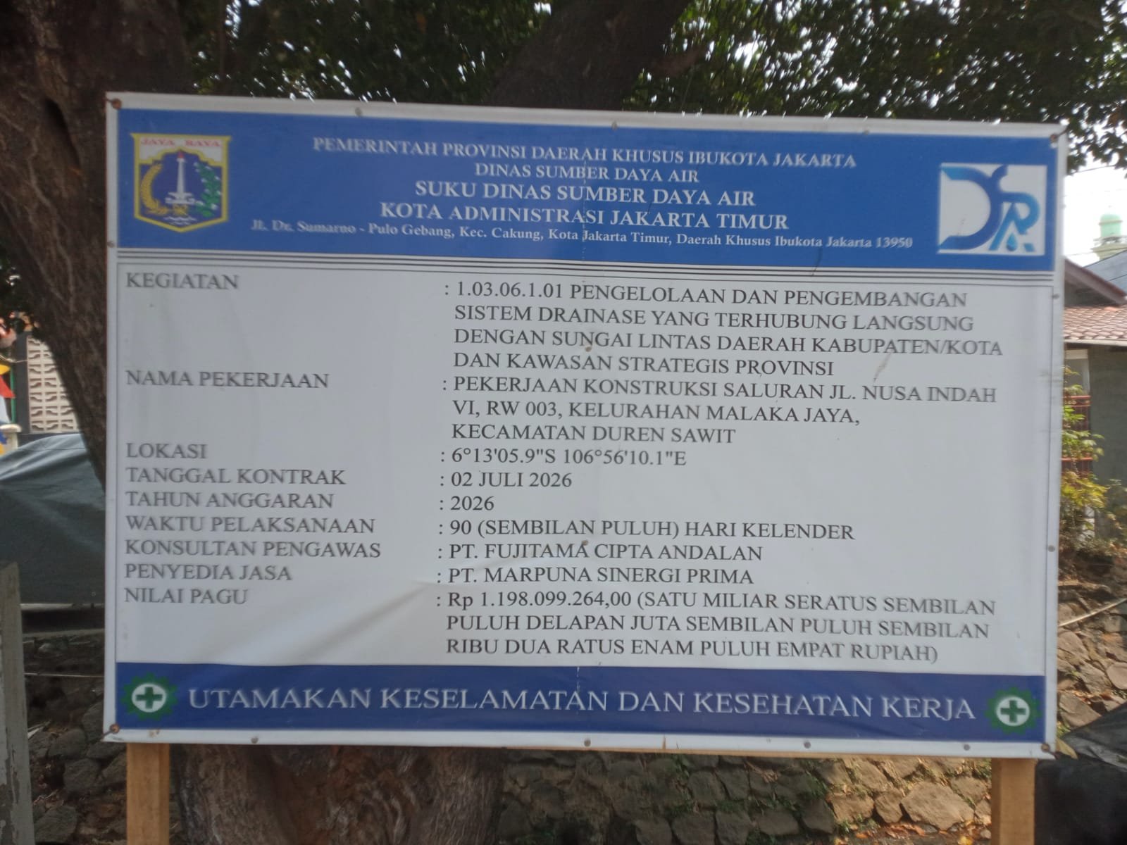 IMG 20260819 WA0098 Proyek Pekerjaan Konstruksi Saluran di Jl. Nusa Indah VI, RW 003, Kelurahan Malaka Jaya, Kecamatan Duren Sawit, Jakarta Timur.