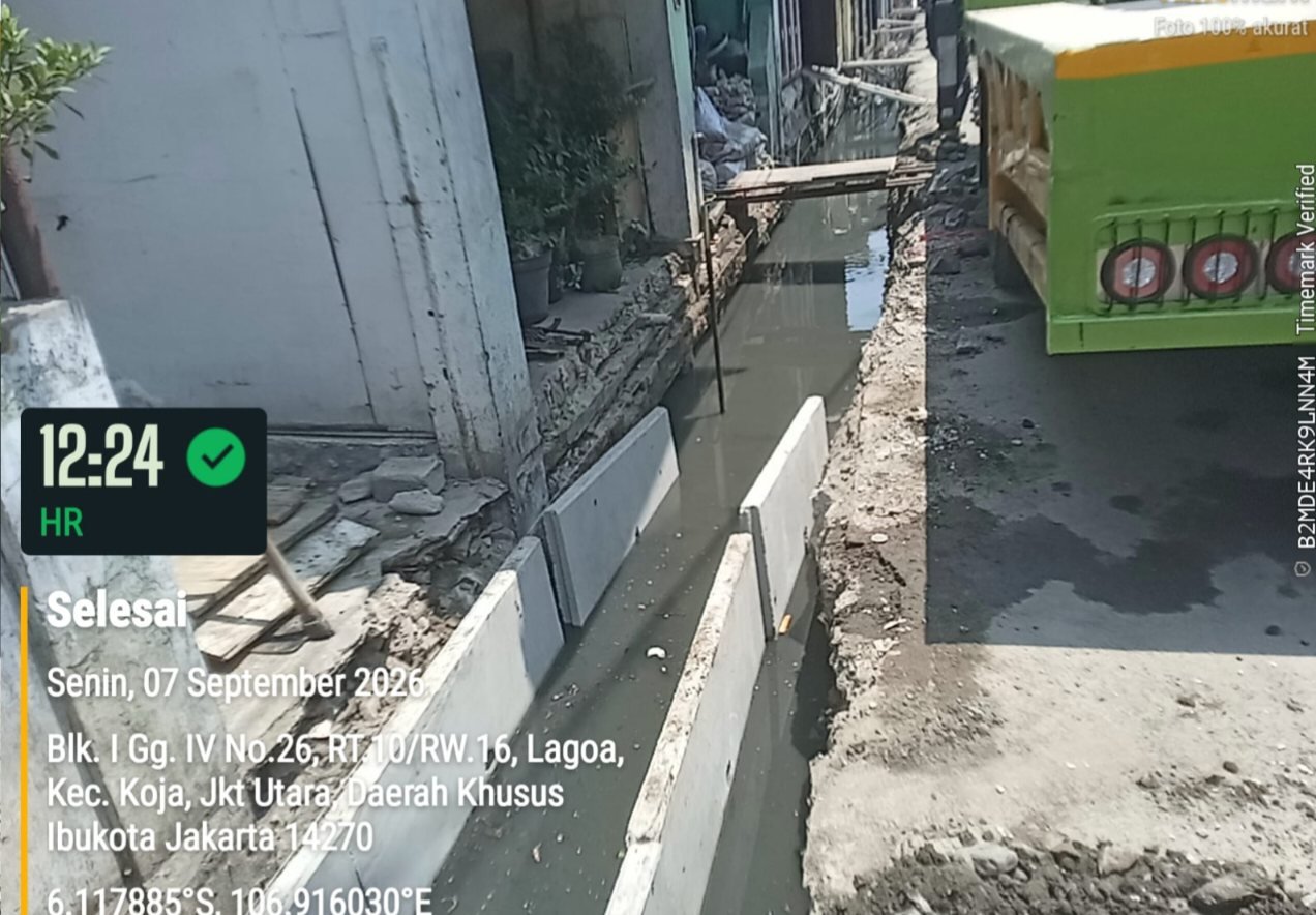 IMG 20260909 053827 Proyek Pemeliharaan Sarana dan Prasarana Suku Dinas Sumber Daya Air (Sudin SDA) Jakarta Utara senilai Rp319.275.000 yang dikerjakan PT Tiga Pilar Kreasi